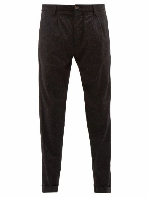 J.w. Brine - Marshall Pleated Flecked Wool-blend Trousers - Mens - Black
