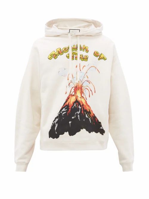 Gucci - Volcano-print Cotton Hooded Sweatshirt - Mens - White