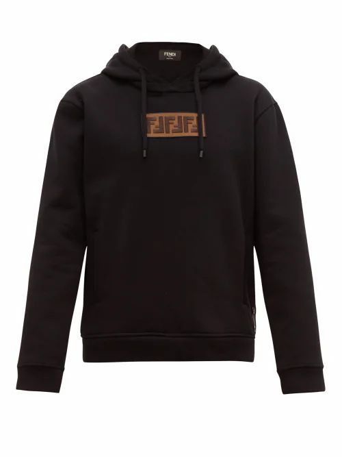 Fendi - Logo-appliqué Cotton-blend Hooded Sweatshirt - Mens - Black