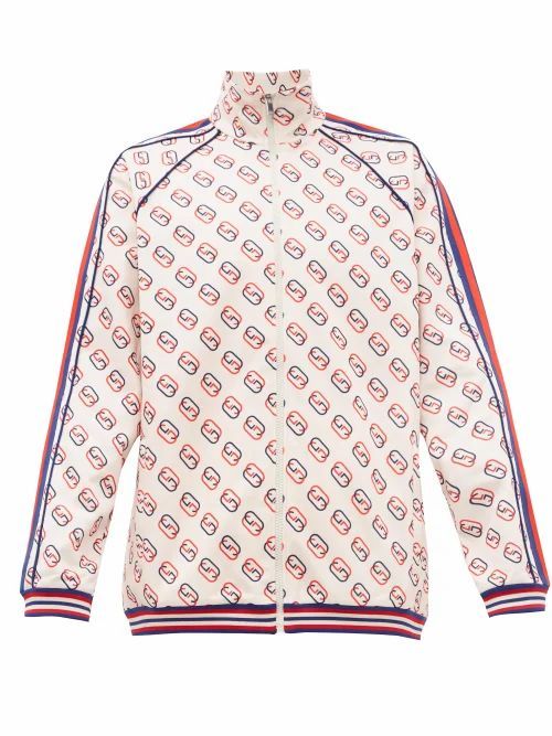 Gucci - GG-print Web-striped Jersey Track-top - Mens - White Multi