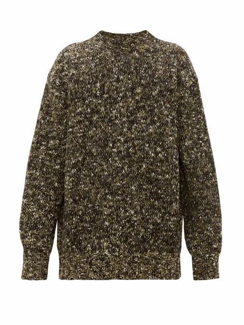 Raey - Crew-neck Tweed-effect Wool-blend Sweater - Mens - Khaki