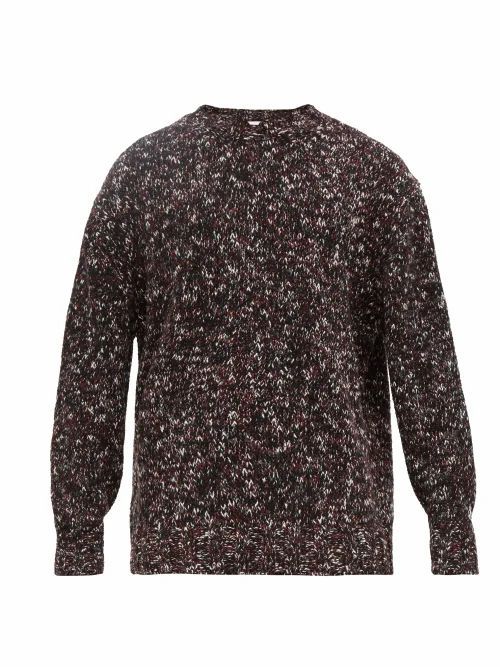 Raey - Crew-neck Tweed-effect Wool-blend Sweater - Mens - Burgundy