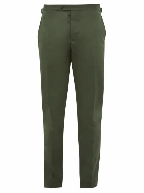 Thom Sweeney - Brushed Cotton-blend Gabardine Trousers - Mens - Green