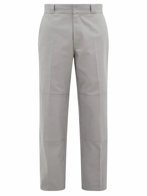 Raf Simons - Illusion-emboidered Cotton-twilll Trousers - Mens - Grey