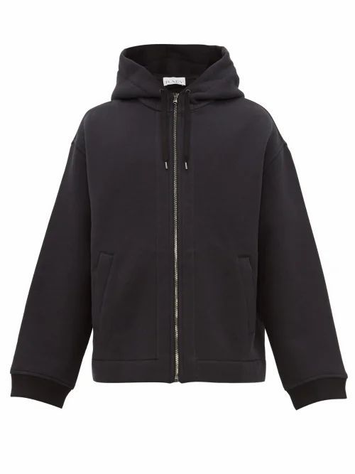 Raey - Zip-up Cotton-blend Hooded Sweatshirt - Mens - Black