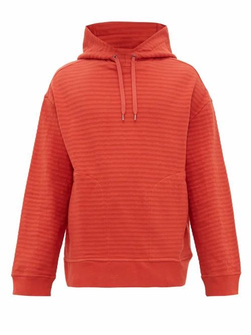 Raey - Seersucker Cotton-blend Hooded Sweatshirt - Mens - Orange
