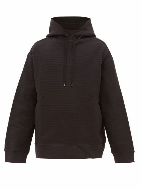 Raey - Seersucker Cotton-blend Hooded Sweatshirt - Mens - Navy