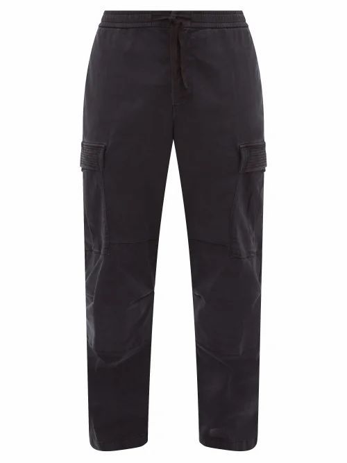 Officine Générale - Jay Garment-dyed Brushed-twill Cargo Trousers - Mens - Navy
