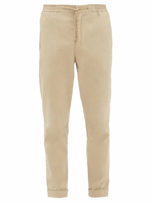 Officine Générale - Phil Garment-dyed Brushed-twill Trousers - Mens - Beige