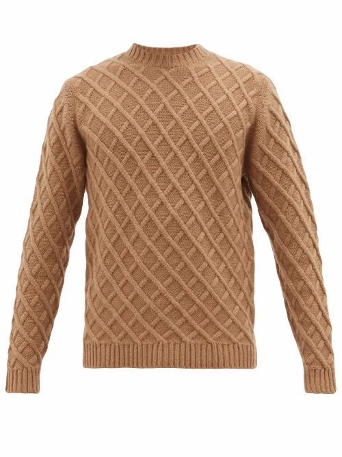 Dunhill - Lattice-cable Cashmere Sweater - Mens - Beige