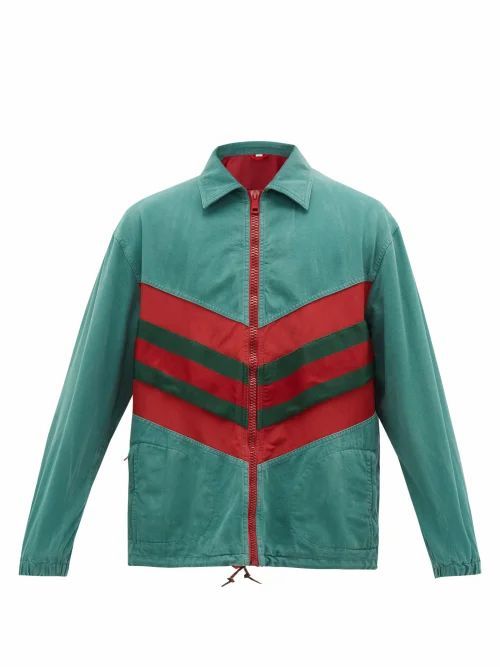 Gucci - Web-striped Denim Jacket - Mens - Green Multi