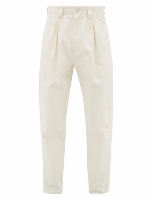 Gucci - High-rise Cotton Trousers - Mens - White