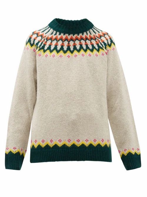 Gunner Fair-isle Wool-blend Sweater - Mens - Beige