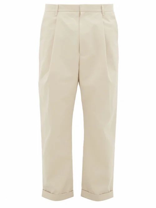 Deveaux - Cotton-blend Twill Beige Trousers - Mens - Light Beige