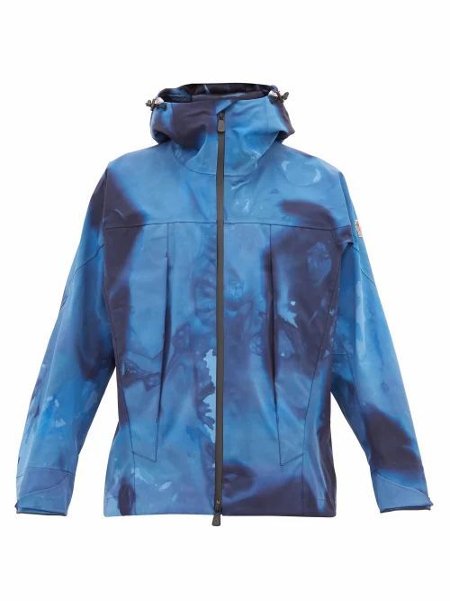 Tie-dye Effect Technical Shell Hooded Jacket - Mens - Blue