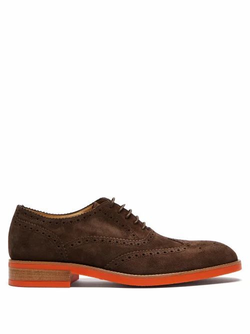 Paul Smith - Fremont Contrast-sole Suede Brogues - Mens - Dark Brown