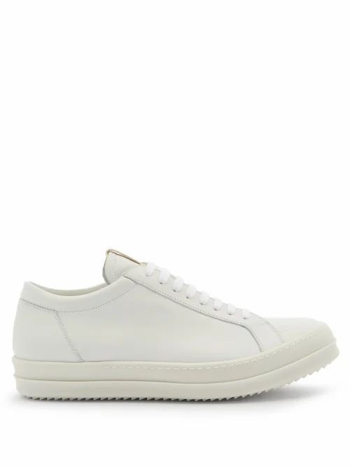 Rick Owens - Grooved-sole Leather Trainers - Mens - White