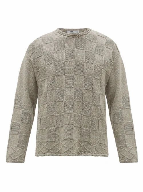 Inis Meáin - Basket-knit Linen-blend Sweater - Mens - Grey