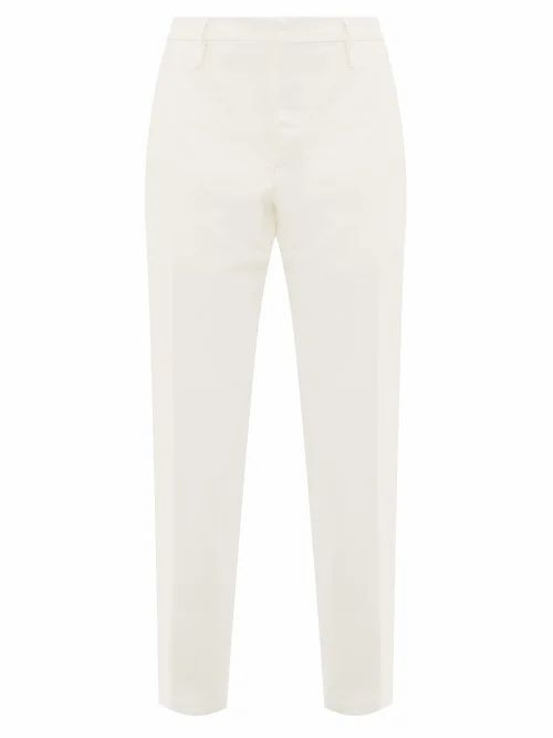 Aldo Maria Camillo - Slim-leg Tailored Cotton Trousers - Mens - White