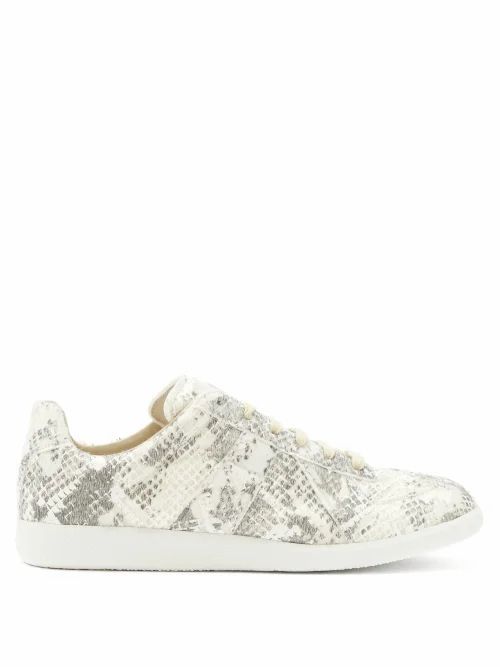 Maison Margiela - Replica Snake-effect Leather Trainers - Mens - Grey
