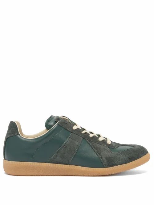 Maison Margiela - Replica Suede-panel Leather Trainers - Mens - Green