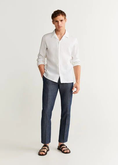 Flecked cotton linen trousers