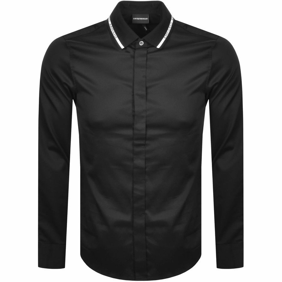 Emporio Armani Long Sleeved Slim Fit Shirt Black