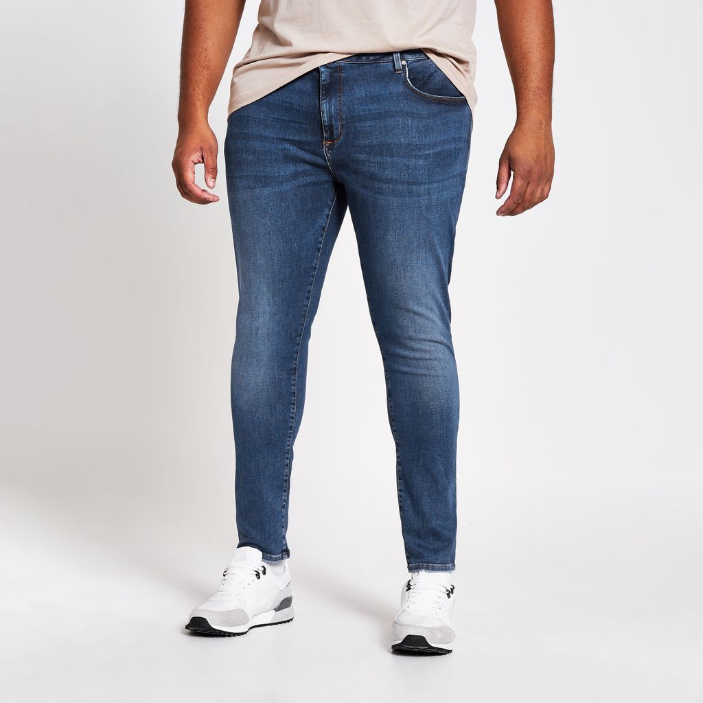 Mens River Island Big and Tall mid Blue Ollie spray on jeans