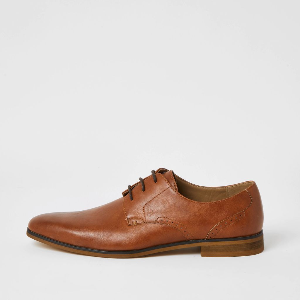 Mens River Island Brown lace-up derby shoes