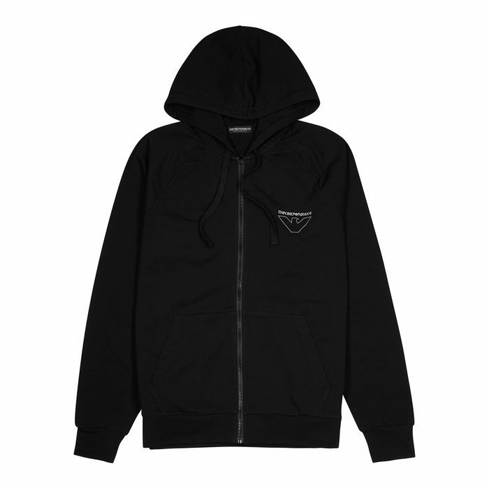Black Logo Hooded Jersey Sweatshirt