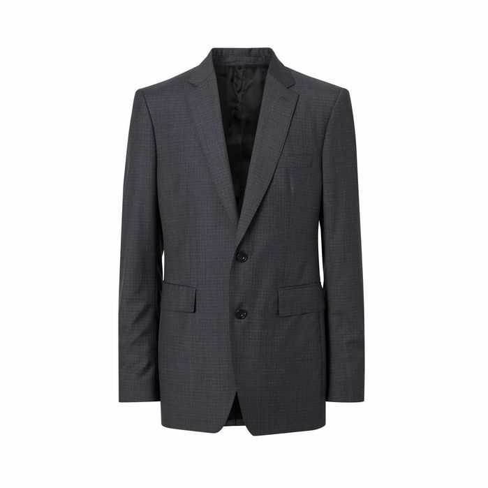 Classic Fit Check Wool Silk Three-piece Suit