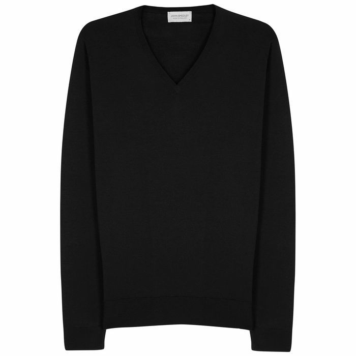 Blenheim Black Fine-knit Wool Jumper