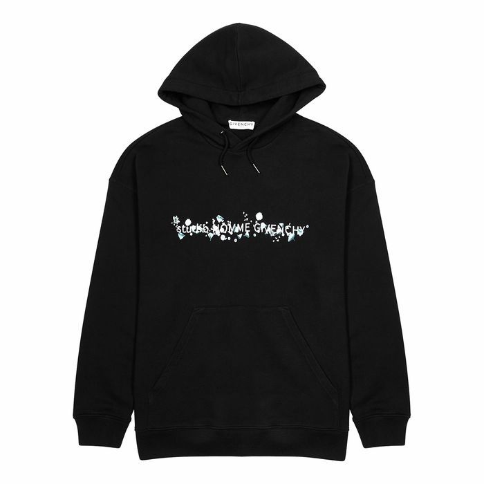 Black Logo-print Hooded Cotton Sweatshirt