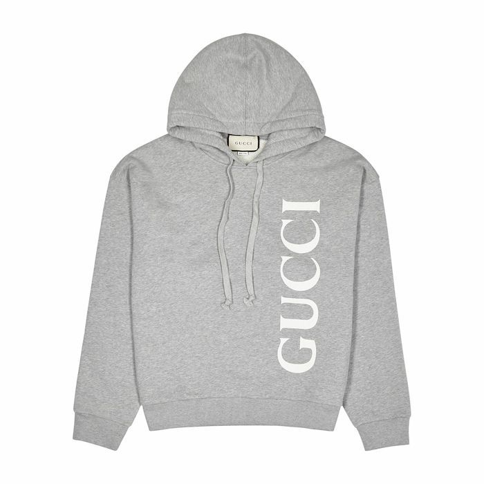 Grey Logo Hooded Cotton Sweatshirt