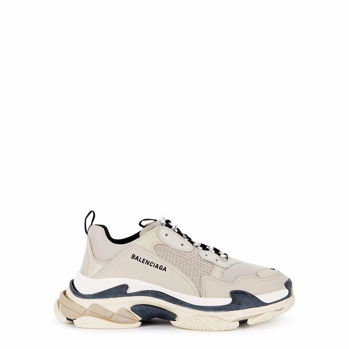 Triple S Stone Mesh And Leather Sneakers