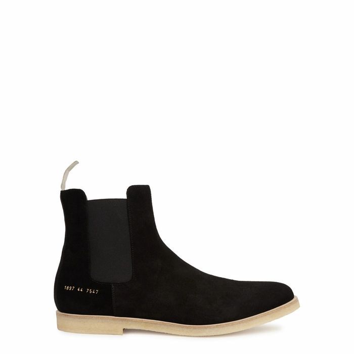 Black Brushed Suede Chelsea Boots