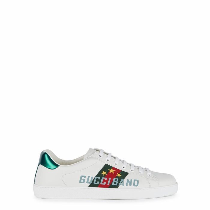 Ace Off-white Embroidered Leather Sneakers