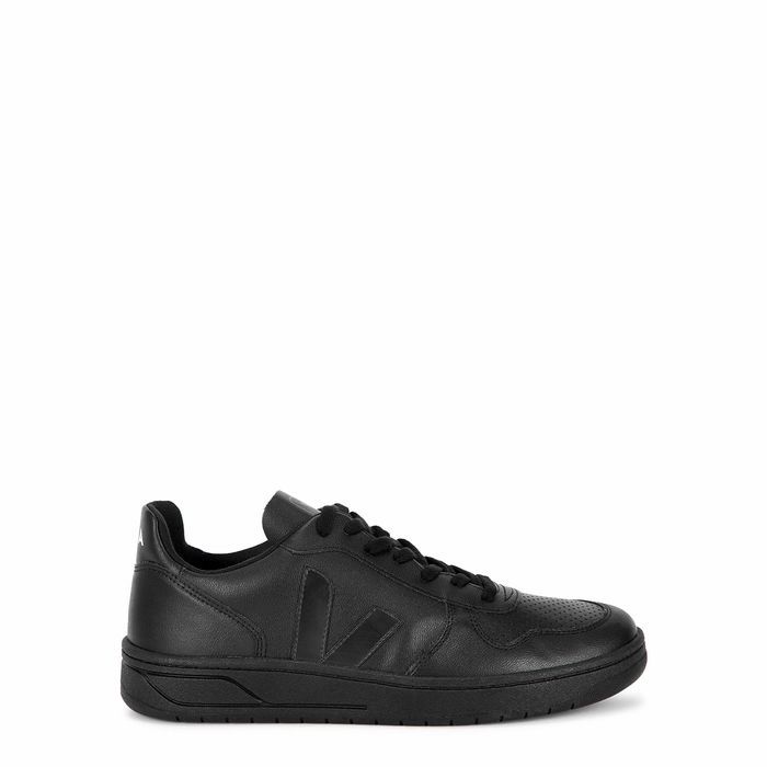 V-10 Black Faux Leather Sneakers