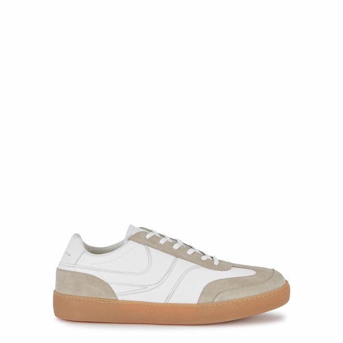 White Panelled Leather Sneakers