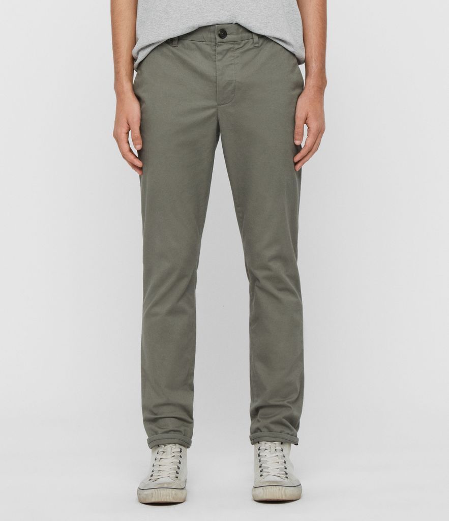 AllSaints Men's Cotton Essential Felix Slim Chinos, Grey, Size: 30