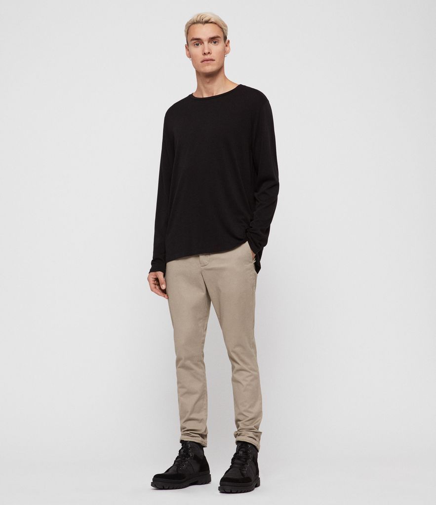 AllSaints Mens Brown Cotton Comfortable Felix Chinos, Size: 32