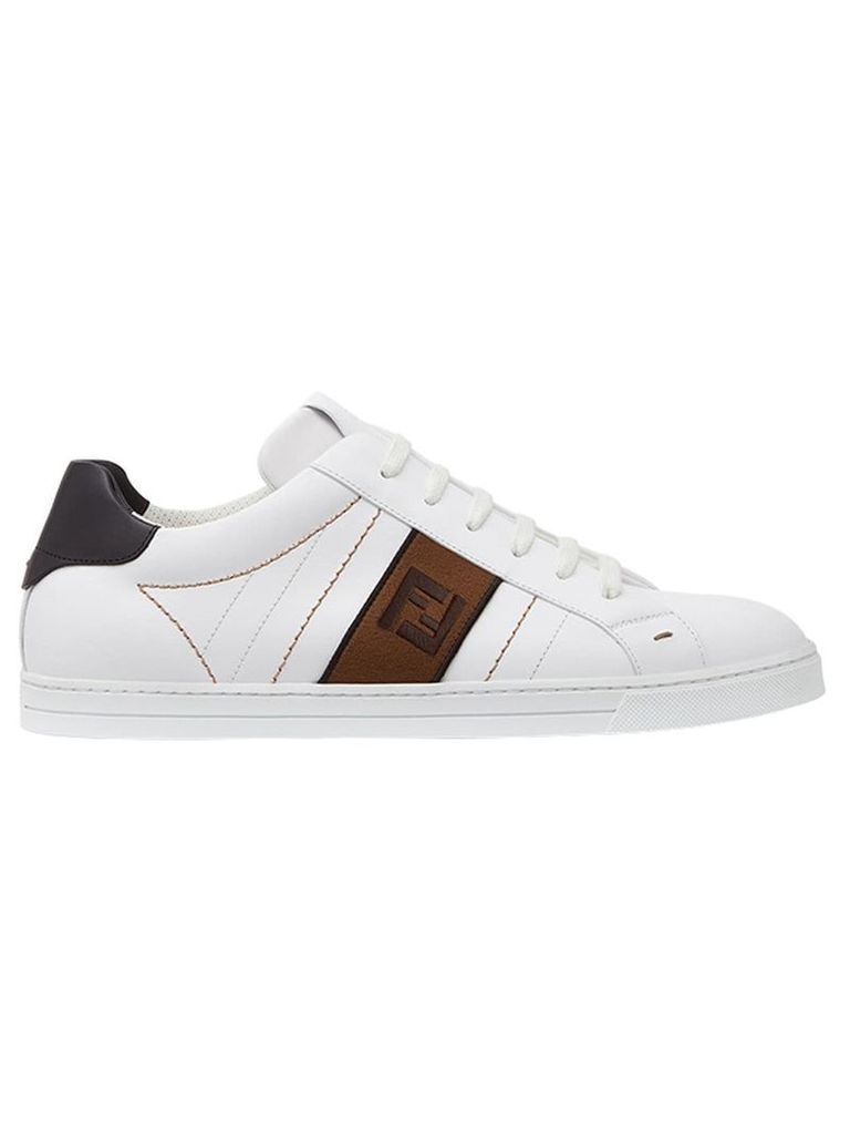 Fendi logo lace-up sneakers - White