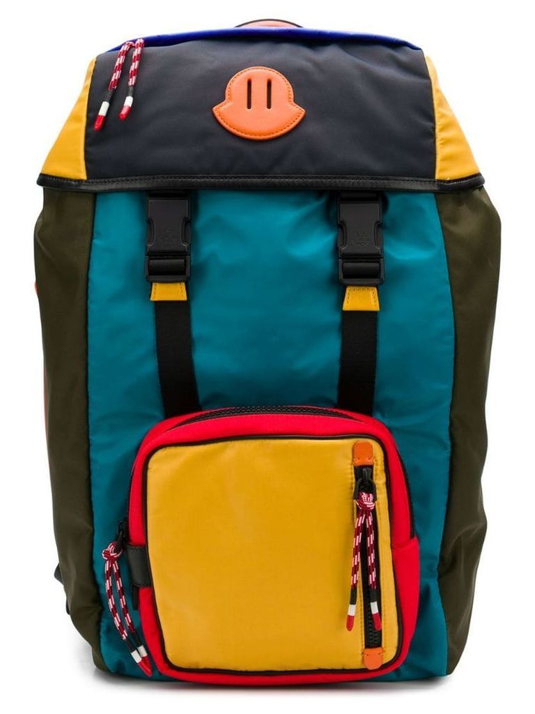 Moncler colour block utility backpack - Blue