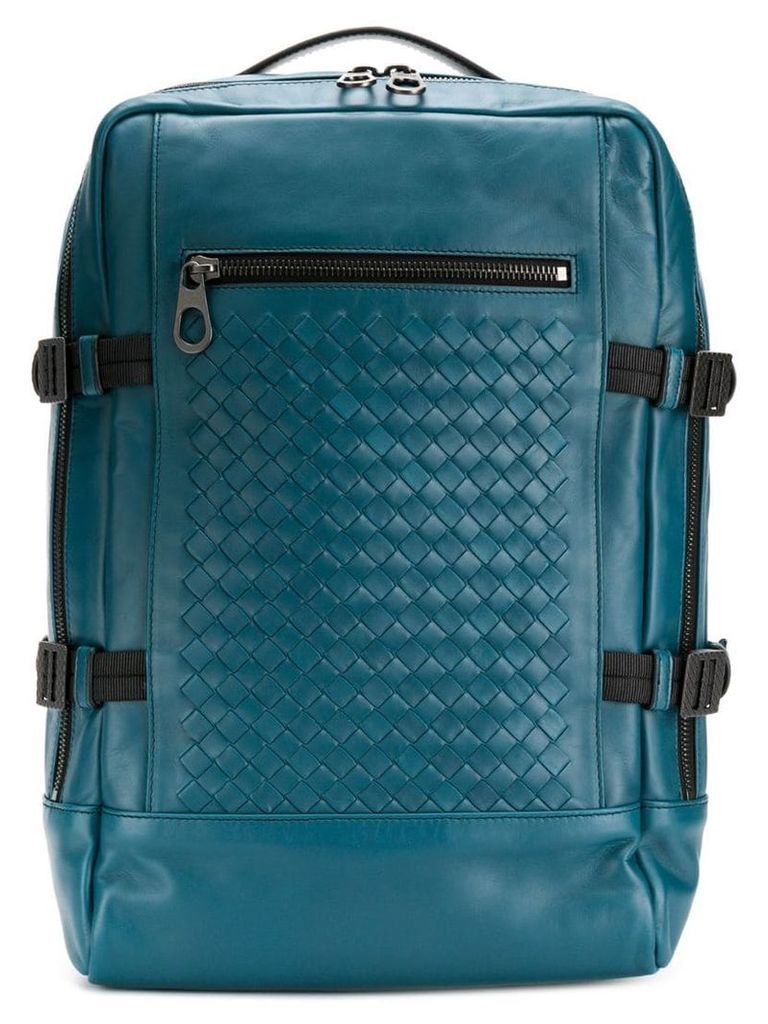 Bottega Veneta intrecciato-detailed backpack - Blue