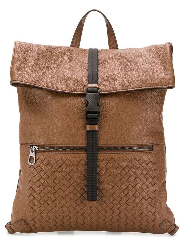 Bottega Veneta Intrecciato detailed backpack - Brown