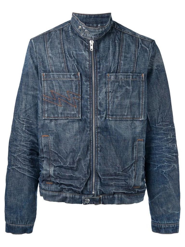 Walter Van Beirendonck Pre-Owned washed denim jacket - Blue