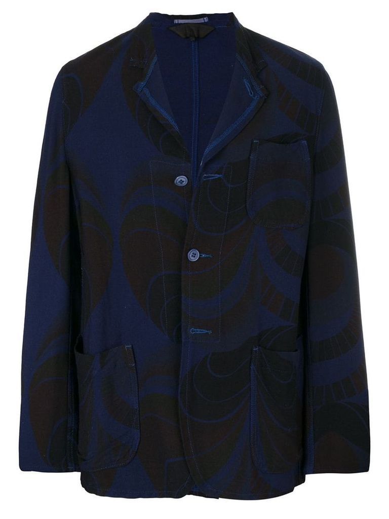 Comme Des Garçons Pre-Owned geometric print jacket - Blue