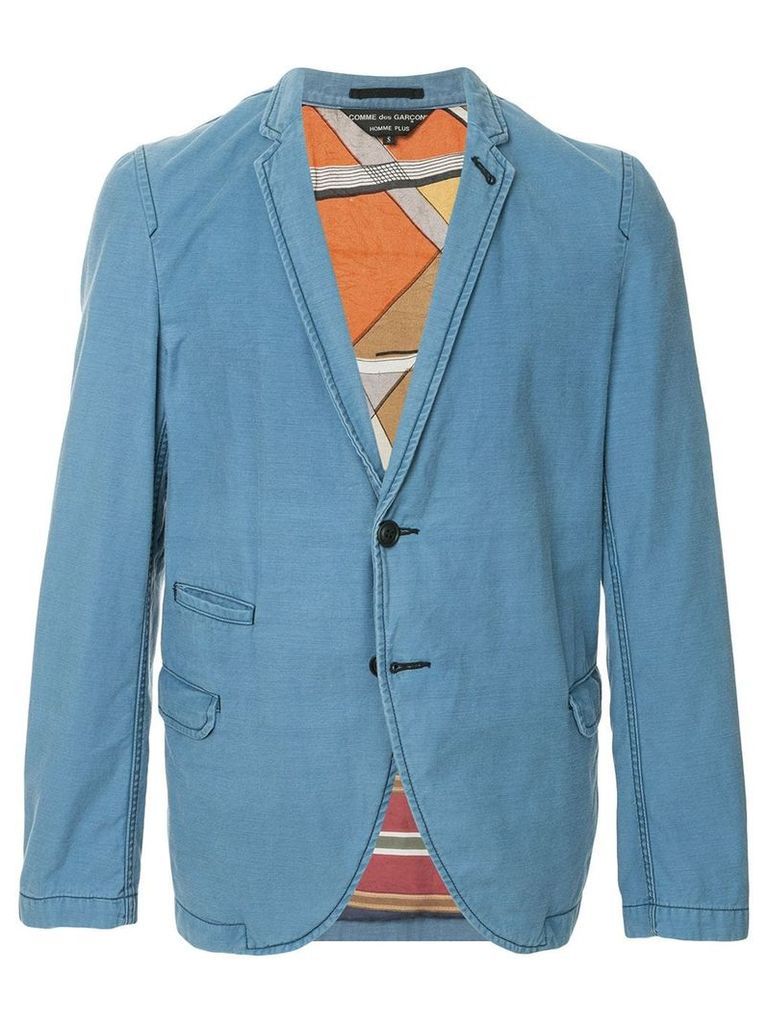 Comme Des Garçons Pre-Owned scarf lined slim jacket - Blue