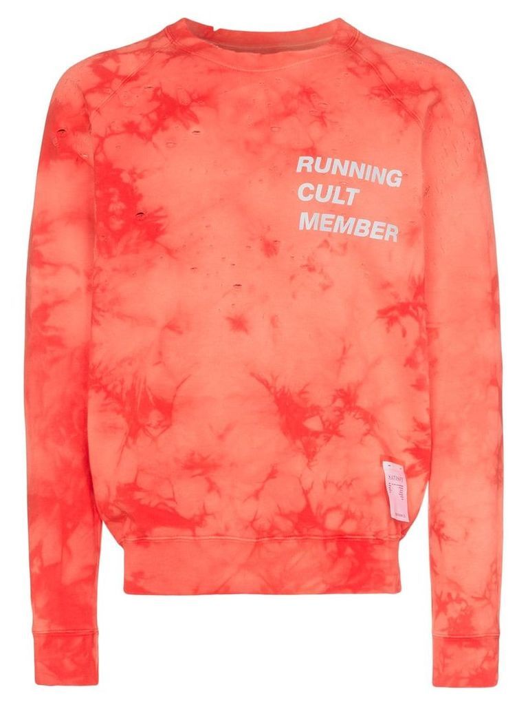 Satisfy Running Cult Member print bleached cotton sweatshirt - Red
