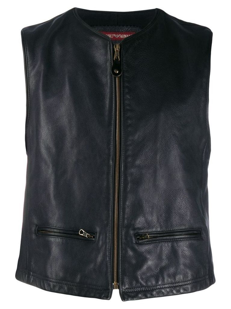 Giorgio Armani Pre-Owned 1990's zipped leather vest - Grey